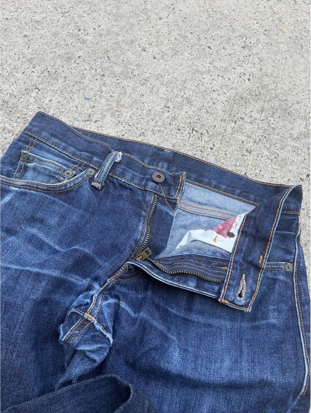 Levi’s Matchstick Redline Selvedge Denim Jeans 31x32 Dark Indigo Faded Distress